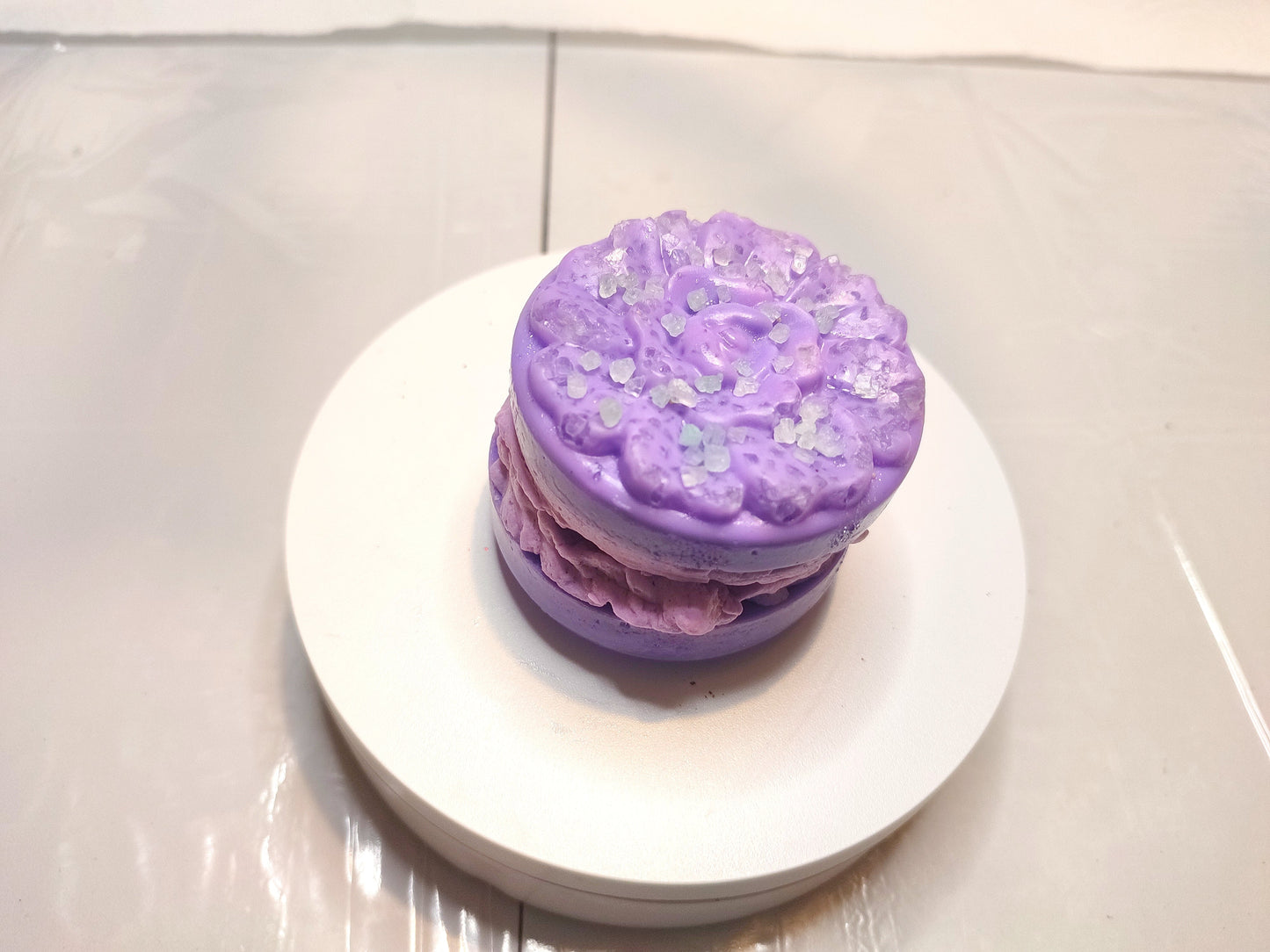 2 in 1 Macaron soap, handmade and artistic, with bath salts